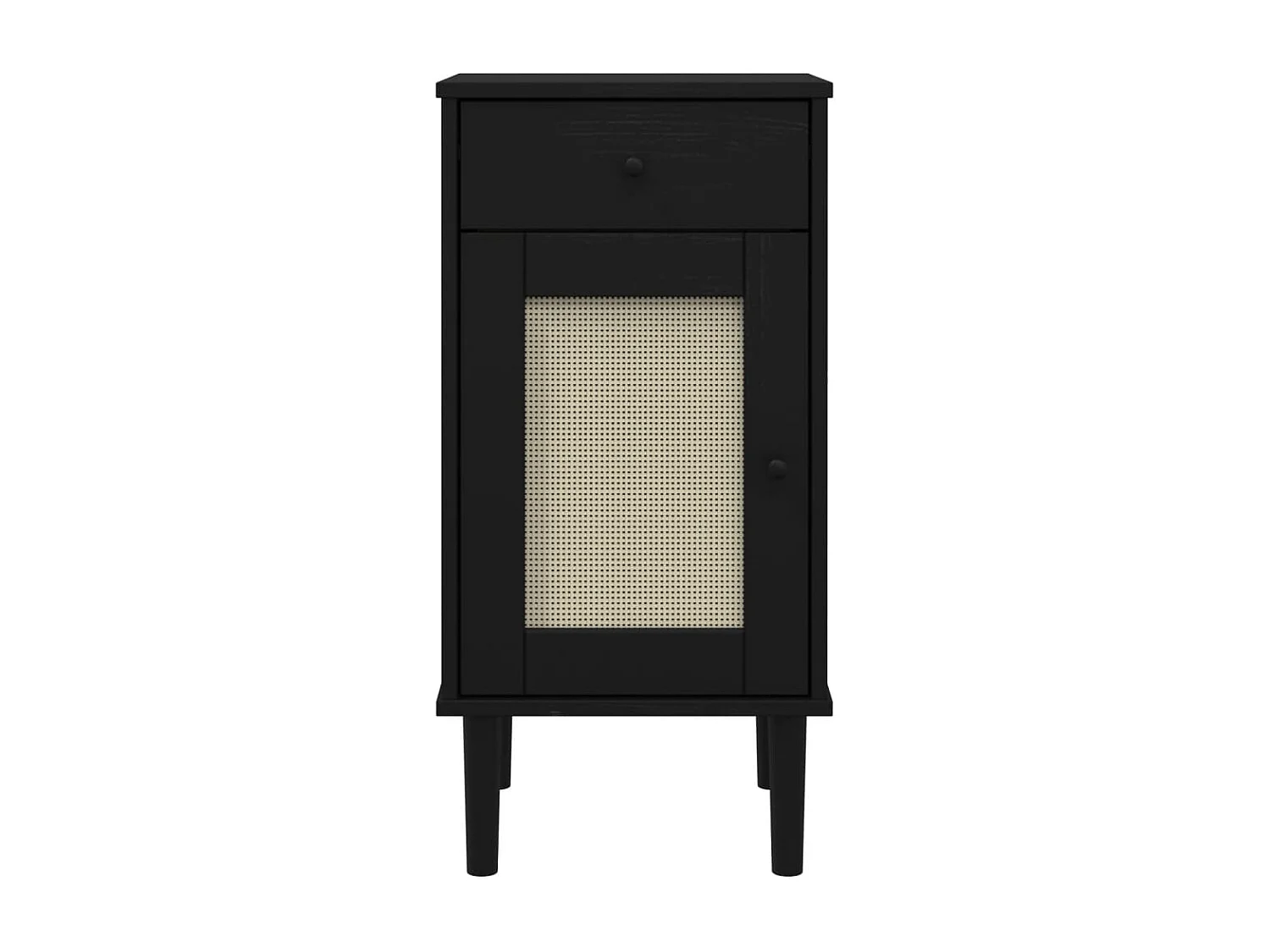 Table de chevet SENJA aspect de rotin noir bois de pin massif