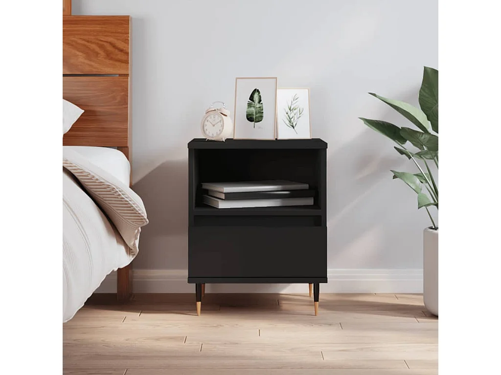 Nachtkastje 40x35x50 cm bewerkt hout zwart