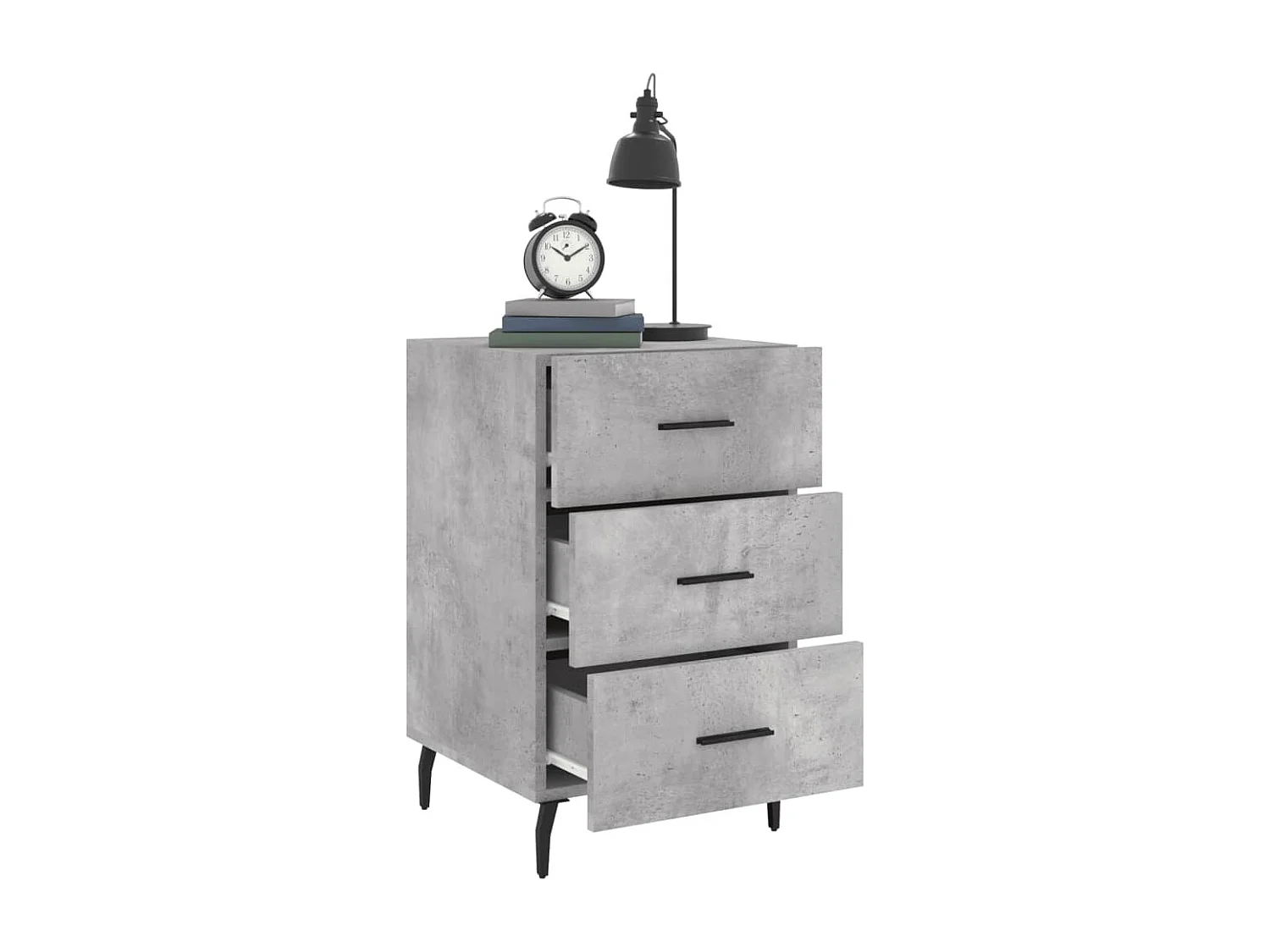 Table de chevet gris béton 40x40x66 bois d'ingénierie