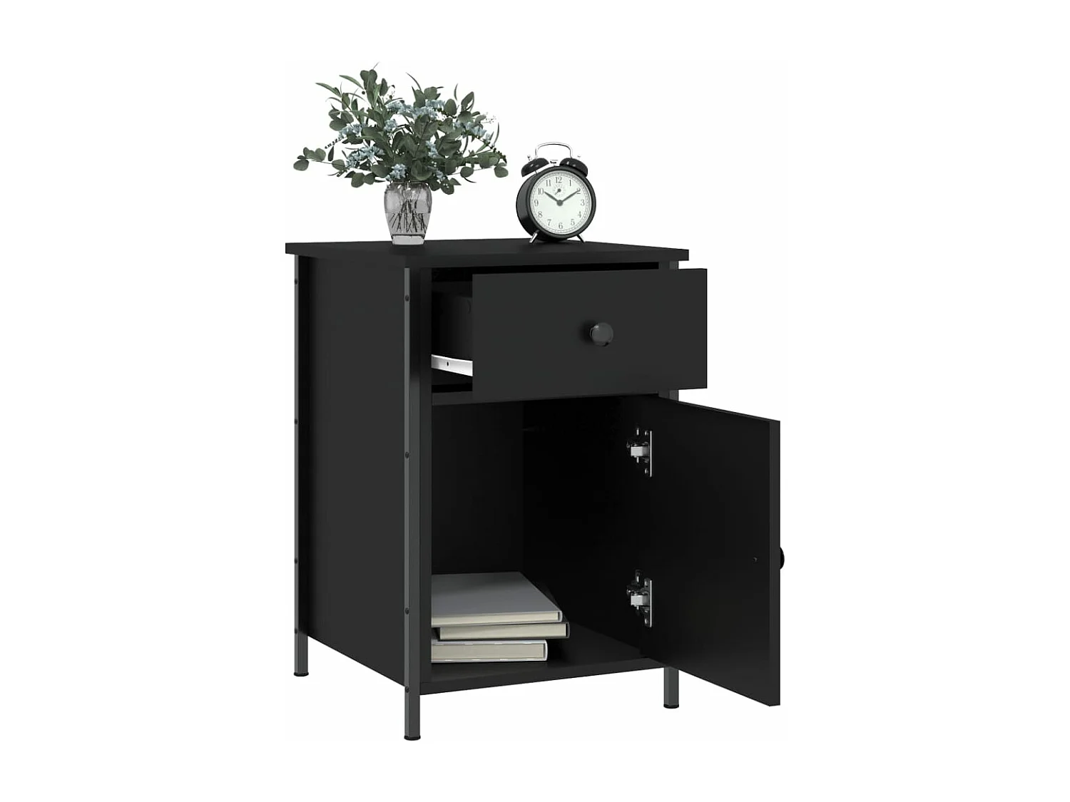 Table de chevet noir 40x42x60 bois d’ingénierie