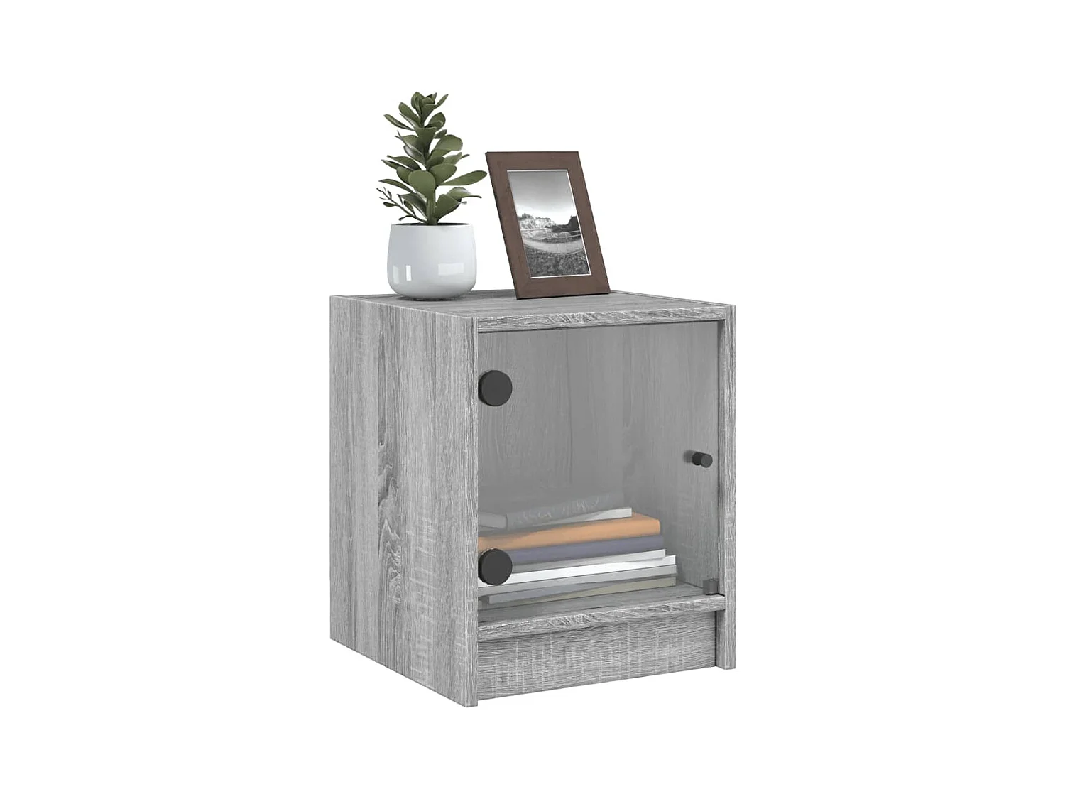 Tables de chevet et portes vitrées 2pcs sonoma gris 35x37x42