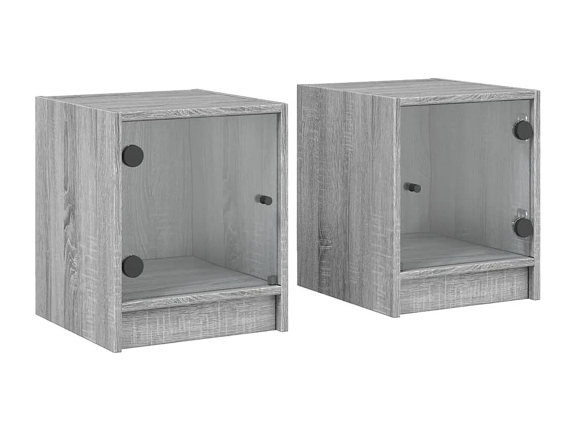 Tables de chevet et portes vitrées 2pcs sonoma gris 35x37x42