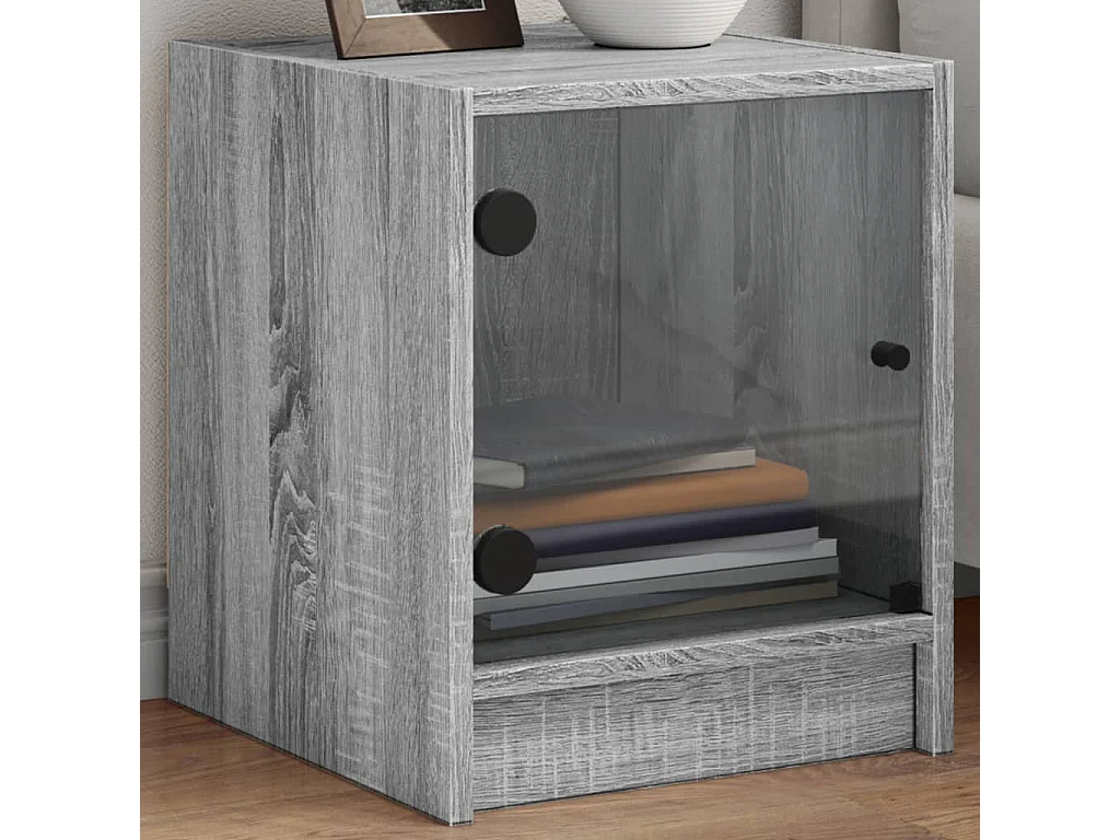 Tables de chevet et portes vitrées 2pcs sonoma gris 35x37x42