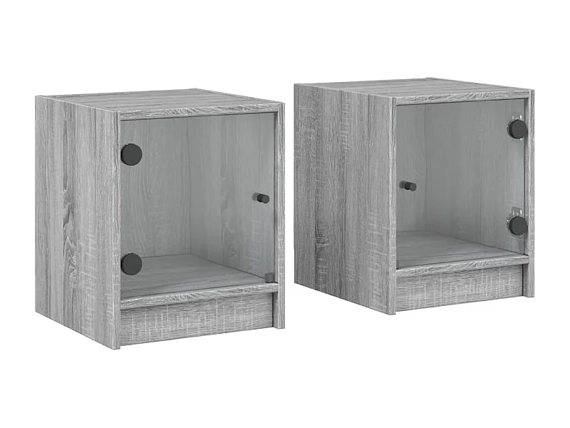 Tables de chevet et portes vitrées 2pcs sonoma gris 35x37x42
