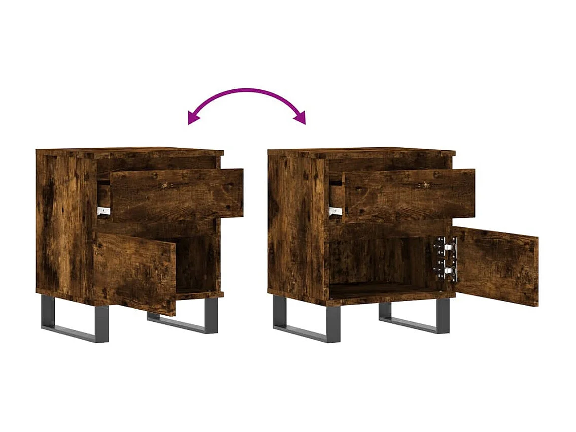 Tables de chevet 2 pcs chêne fumé 40x35x50 bois ingénierie
