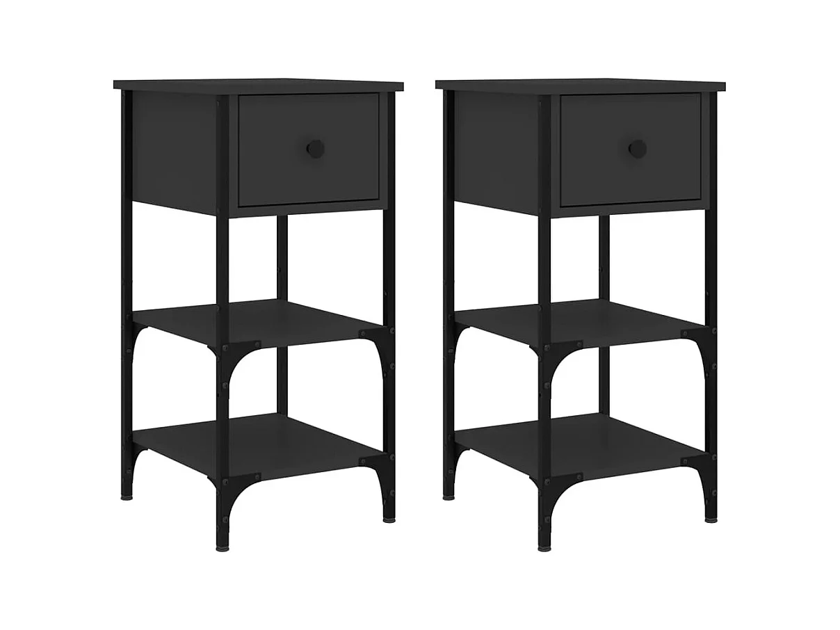 Tables de chevet 2 pcs noir 34x36x70 bois d’ingénierie