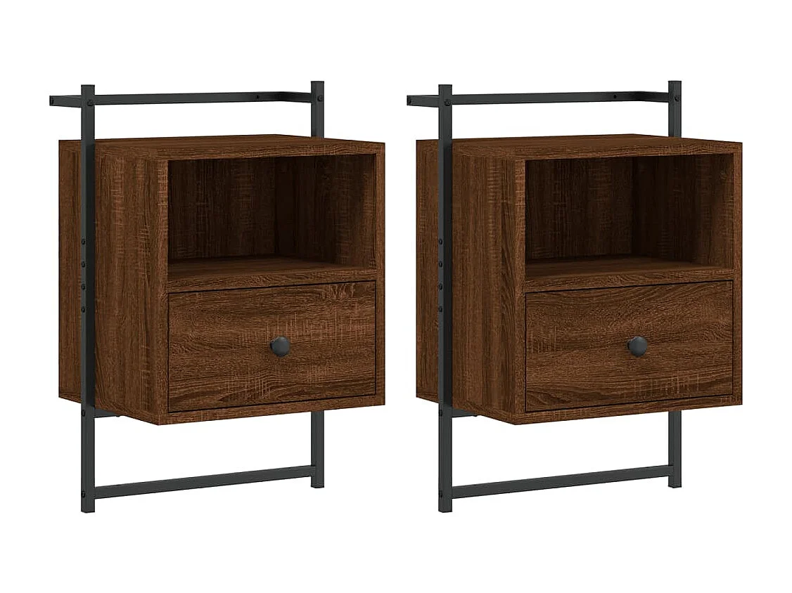 Table de chevet murale 2 pcs chêne marron 40x30x61