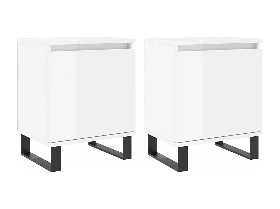 Tables de chevet 2pcs blanc brillant 40x30x50 bois ingénierie