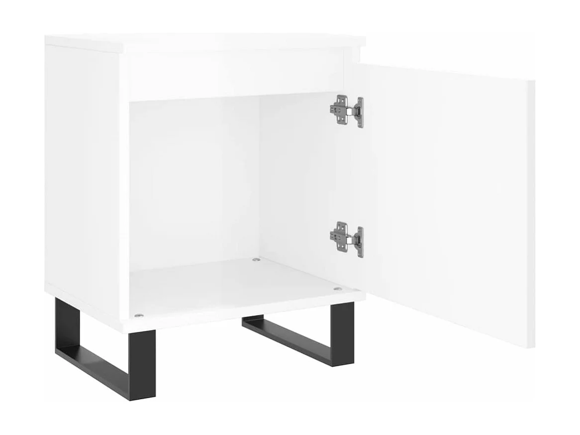 Tables de chevet 2pcs blanc brillant 40x30x50 bois ingénierie