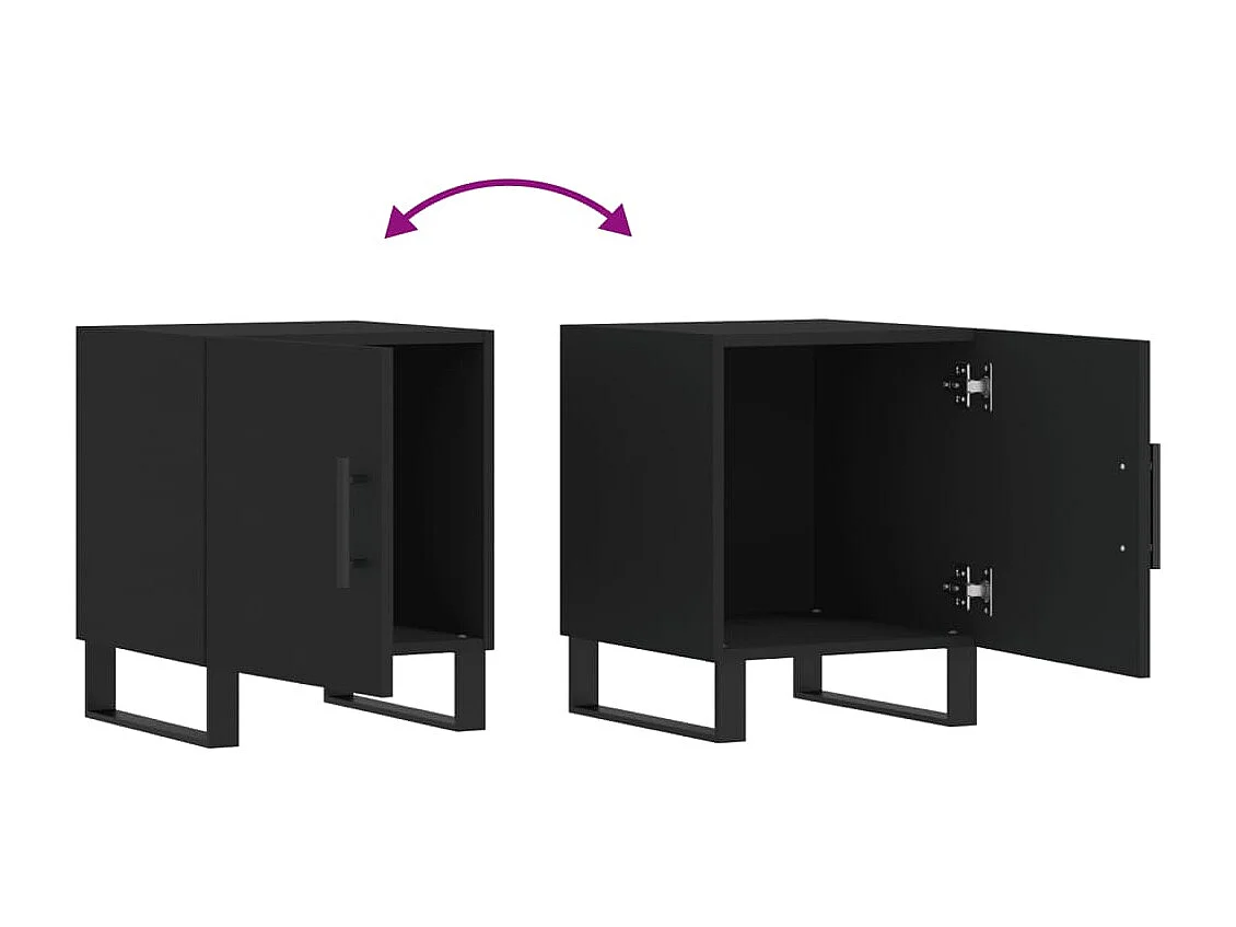 Tables de chevet 2 pcs noir 40x40x50 bois d’ingénierie
