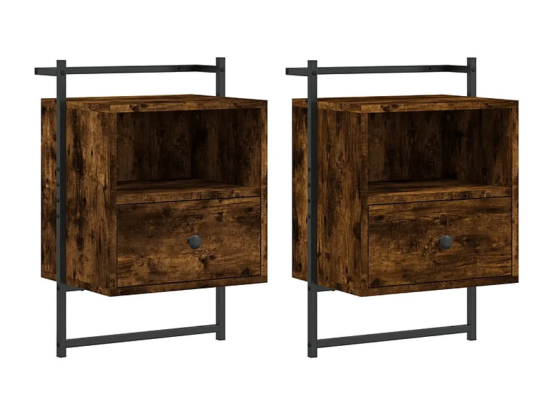 Table de chevet murale 2 pcs chêne fumé 40x30x61