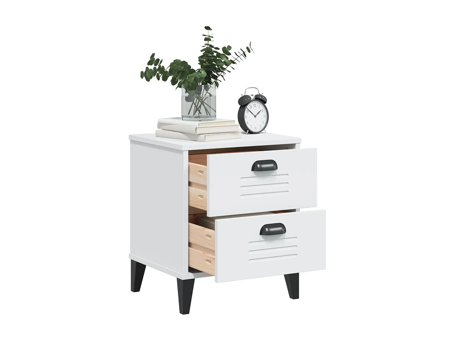 Table de chevet VIKEN blanc bois de pin solide