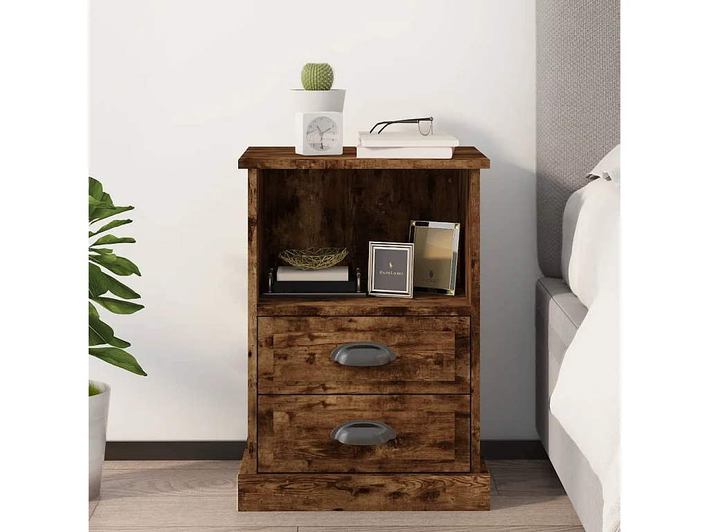 Table de chevet chêne fumé 43x36x60