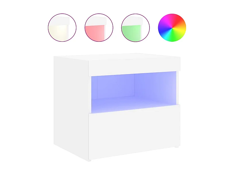 Table de chevet avec lumières LED blanc 50x40x45