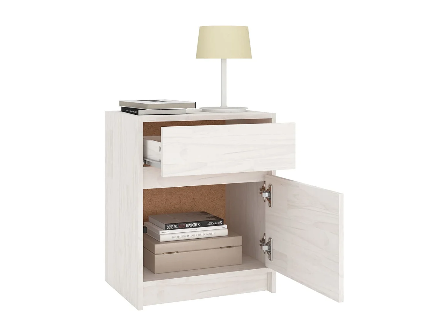 Table de chevet Blanc 40x31x50 Bois de pin massif