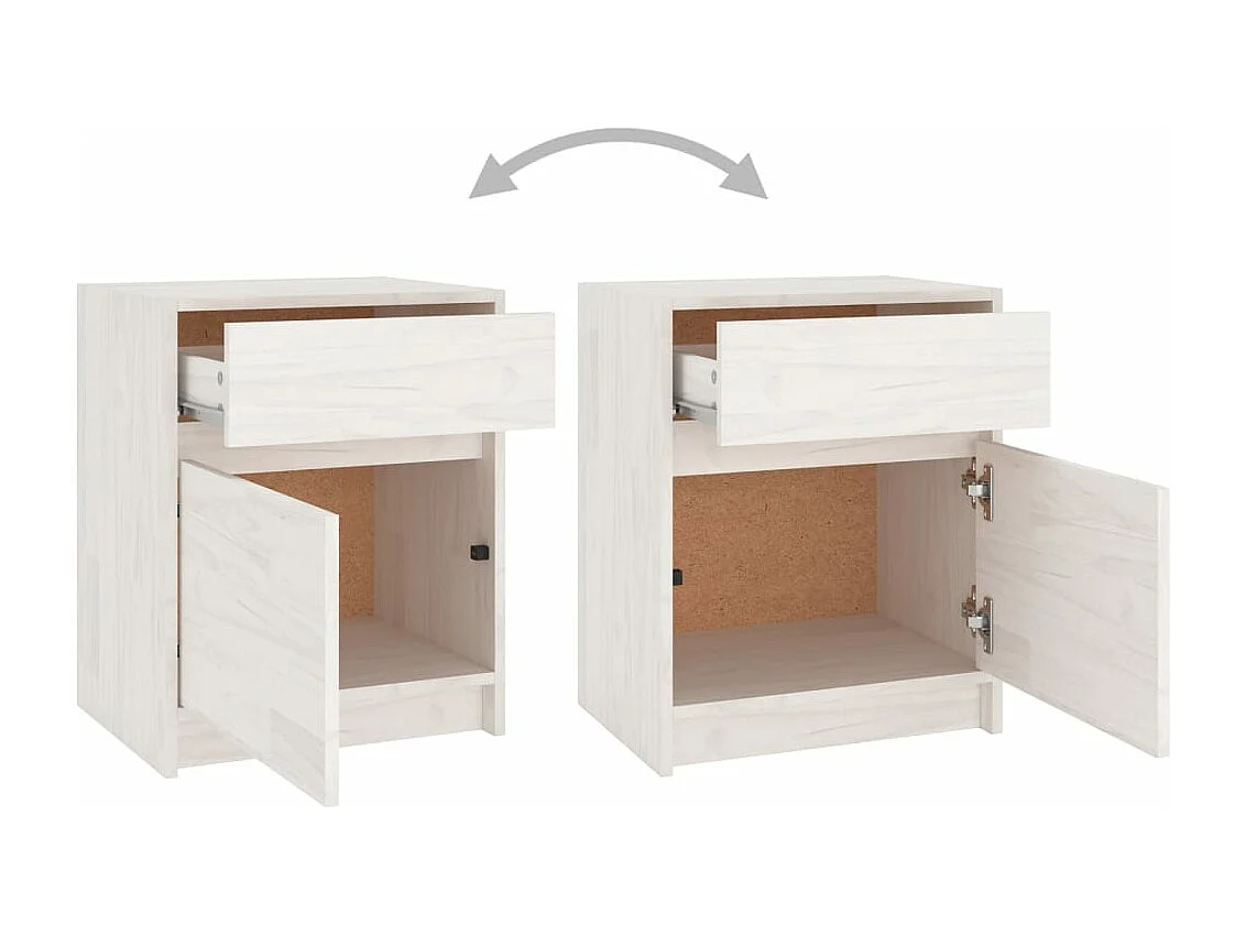 Table de chevet Blanc 40x31x50 Bois de pin massif