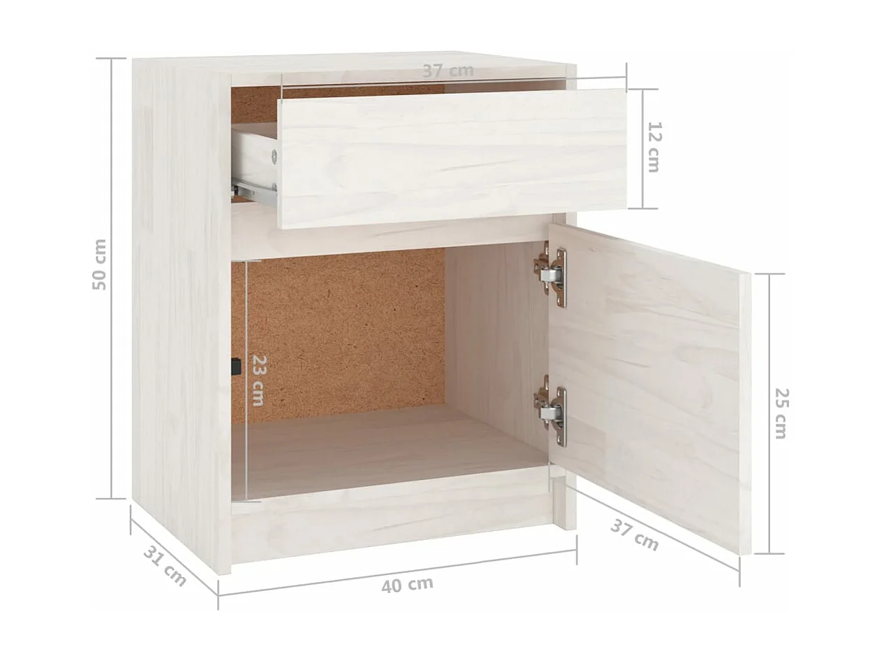 Table de chevet Blanc 40x31x50 Bois de pin massif