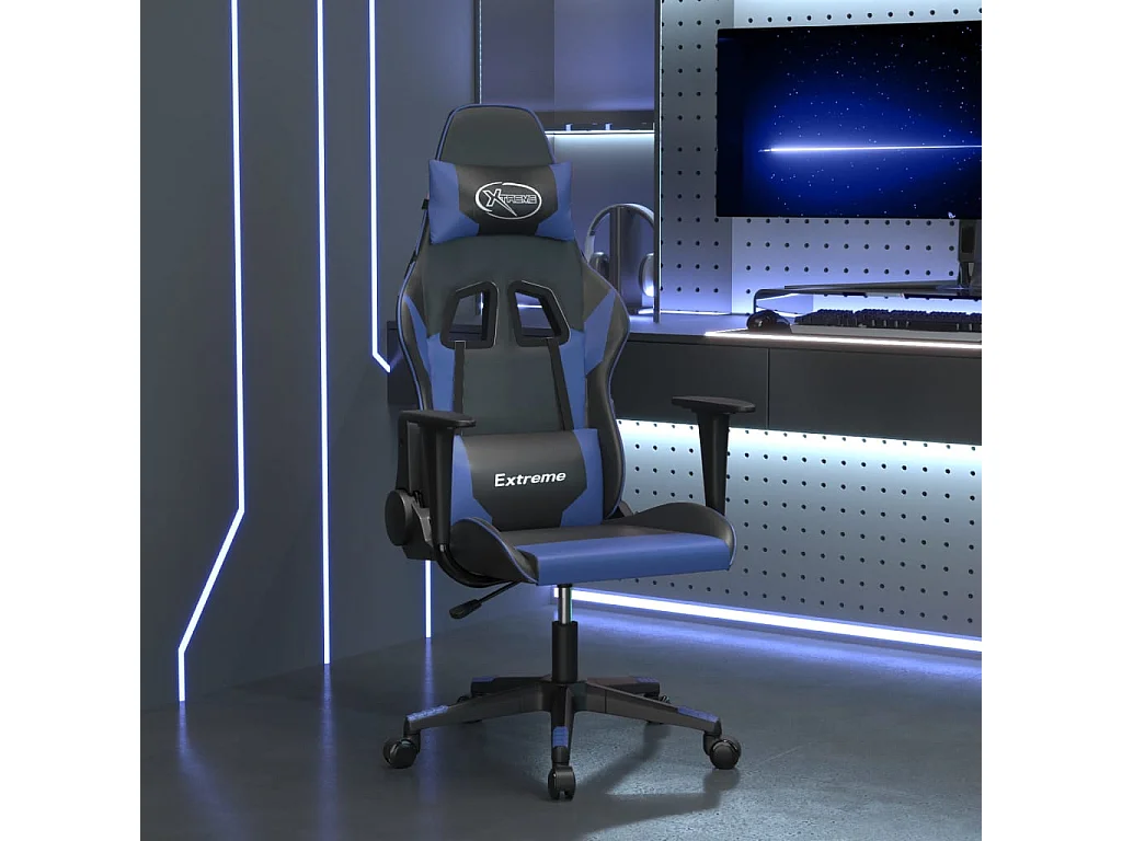 Chaise de jeu de massage Noir et bleu Similicuir