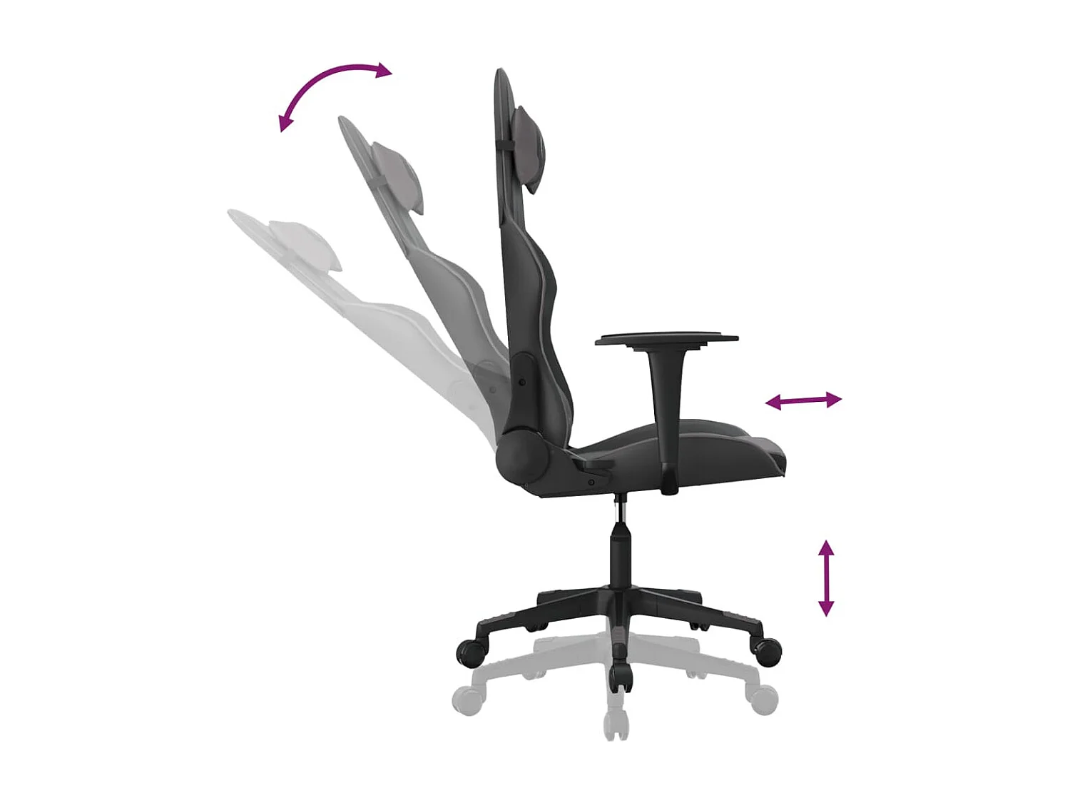 Chaise de jeu Noir et gris Similicuir