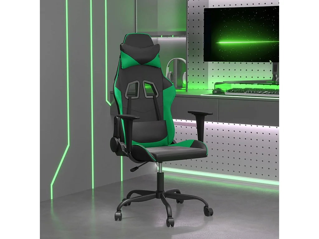 Gamestoel kunstleer zwart en groen