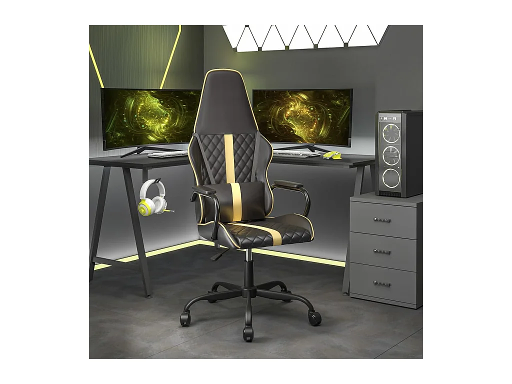 Chaise de jeu Noir et doré Similicuir