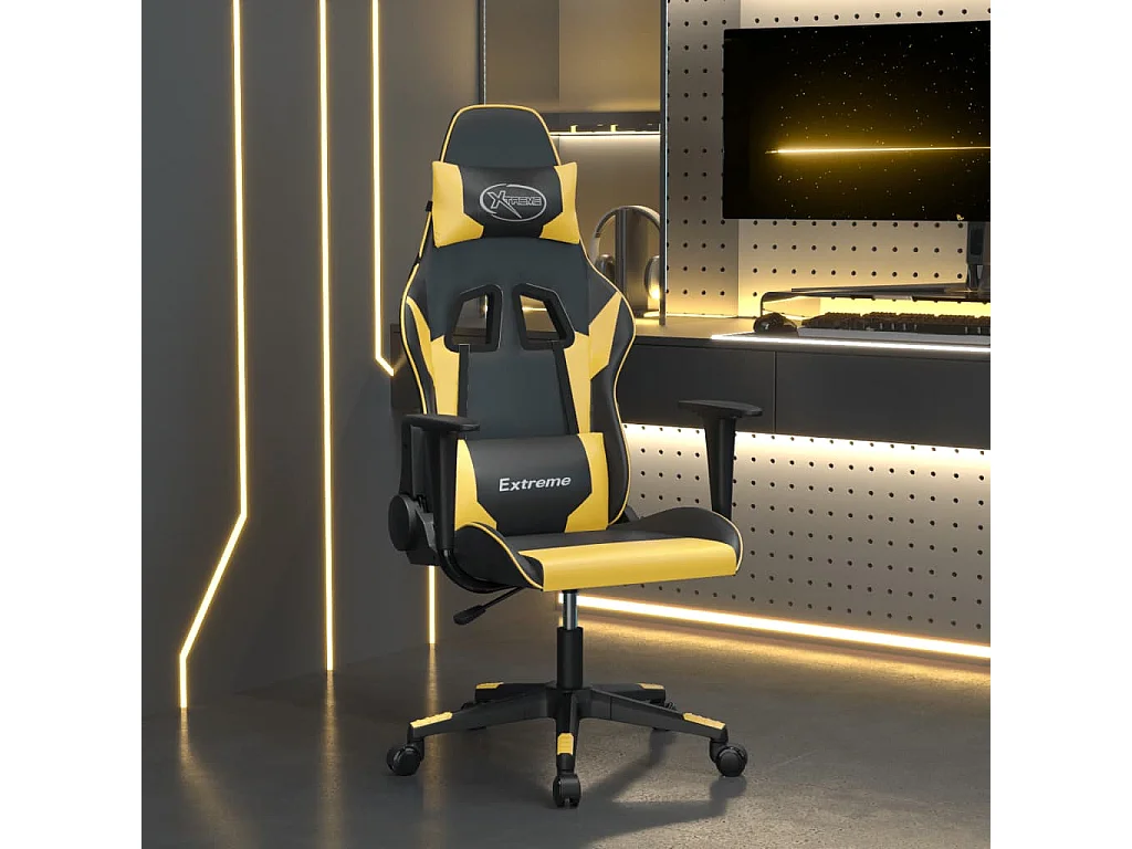 Chaise de jeu de massage Noir et doré Similicuir