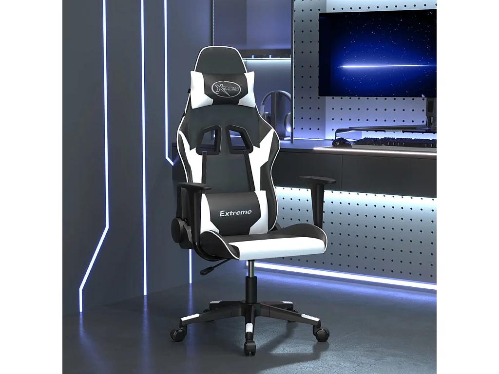 Chaise de jeu de massage Noir et blanc Similicuir