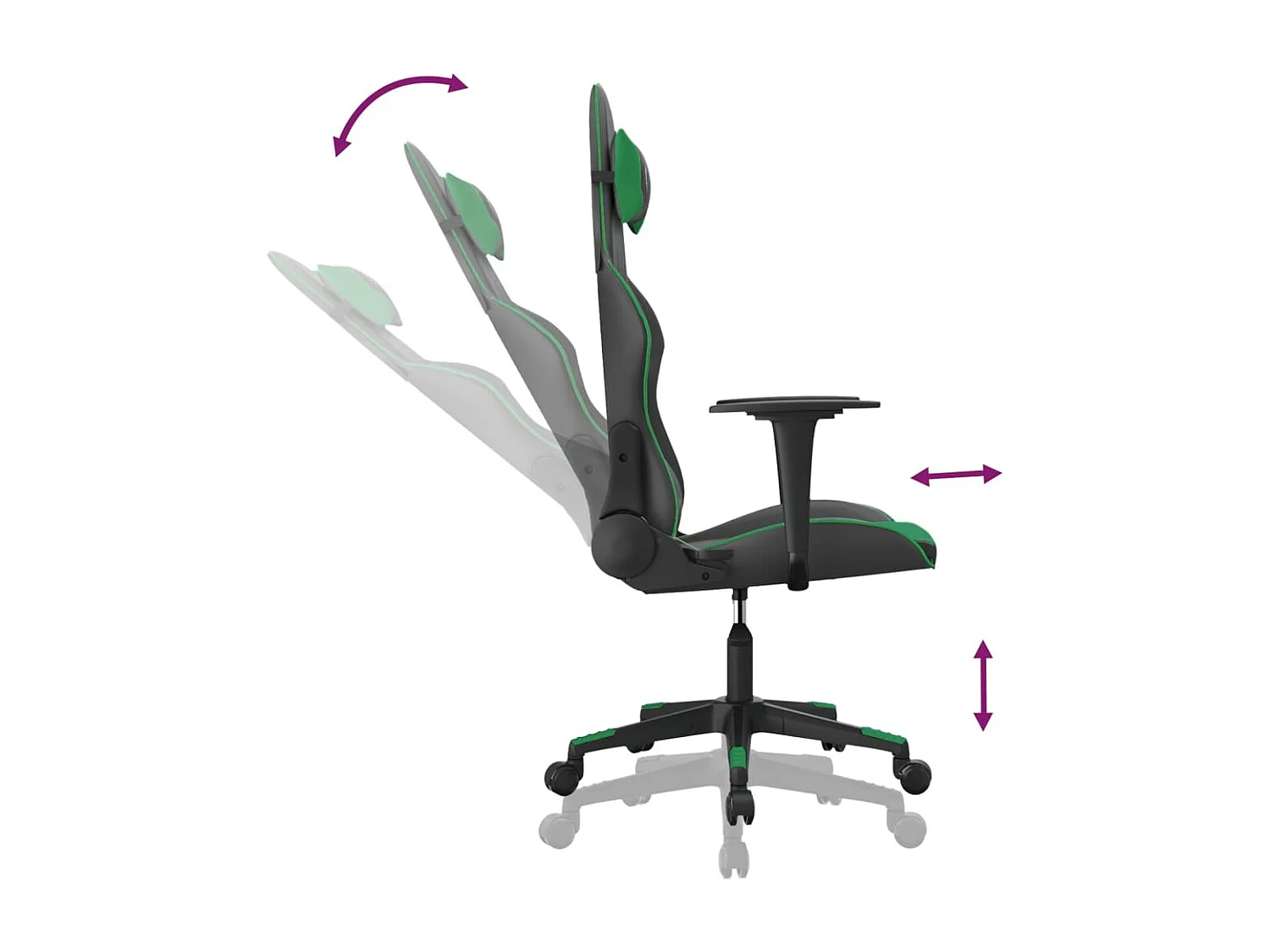 Chaise de jeu Noir et vert Similicuir