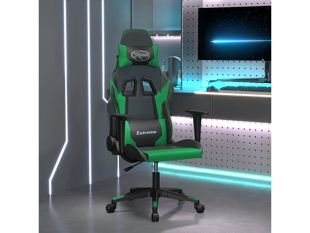 Chaise de jeu Noir et vert Similicuir