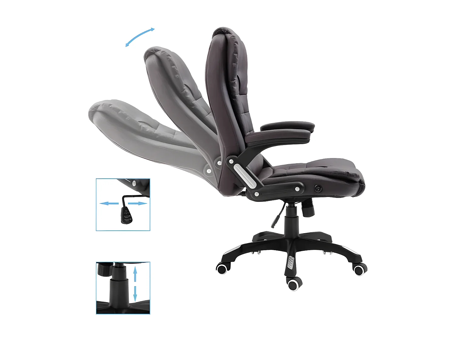 Fauteuil de bureau simili cuir marron Grease