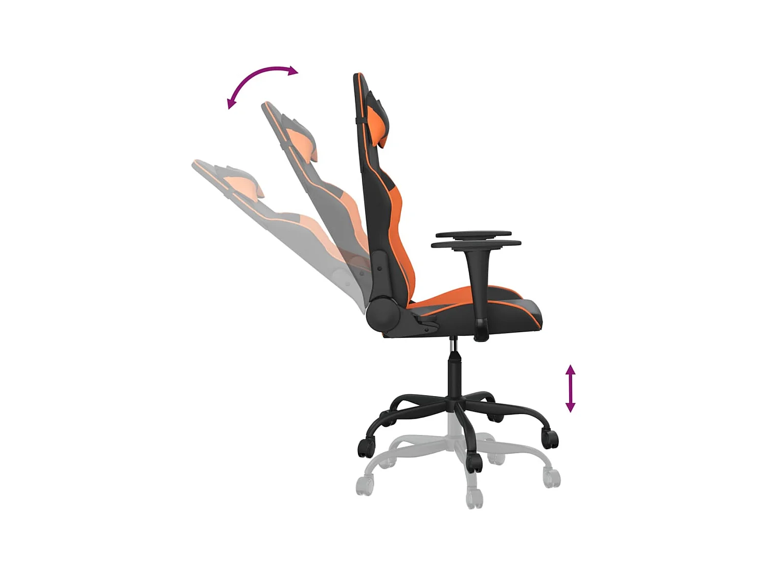 Chaise de jeu Noir et orange Similicuir