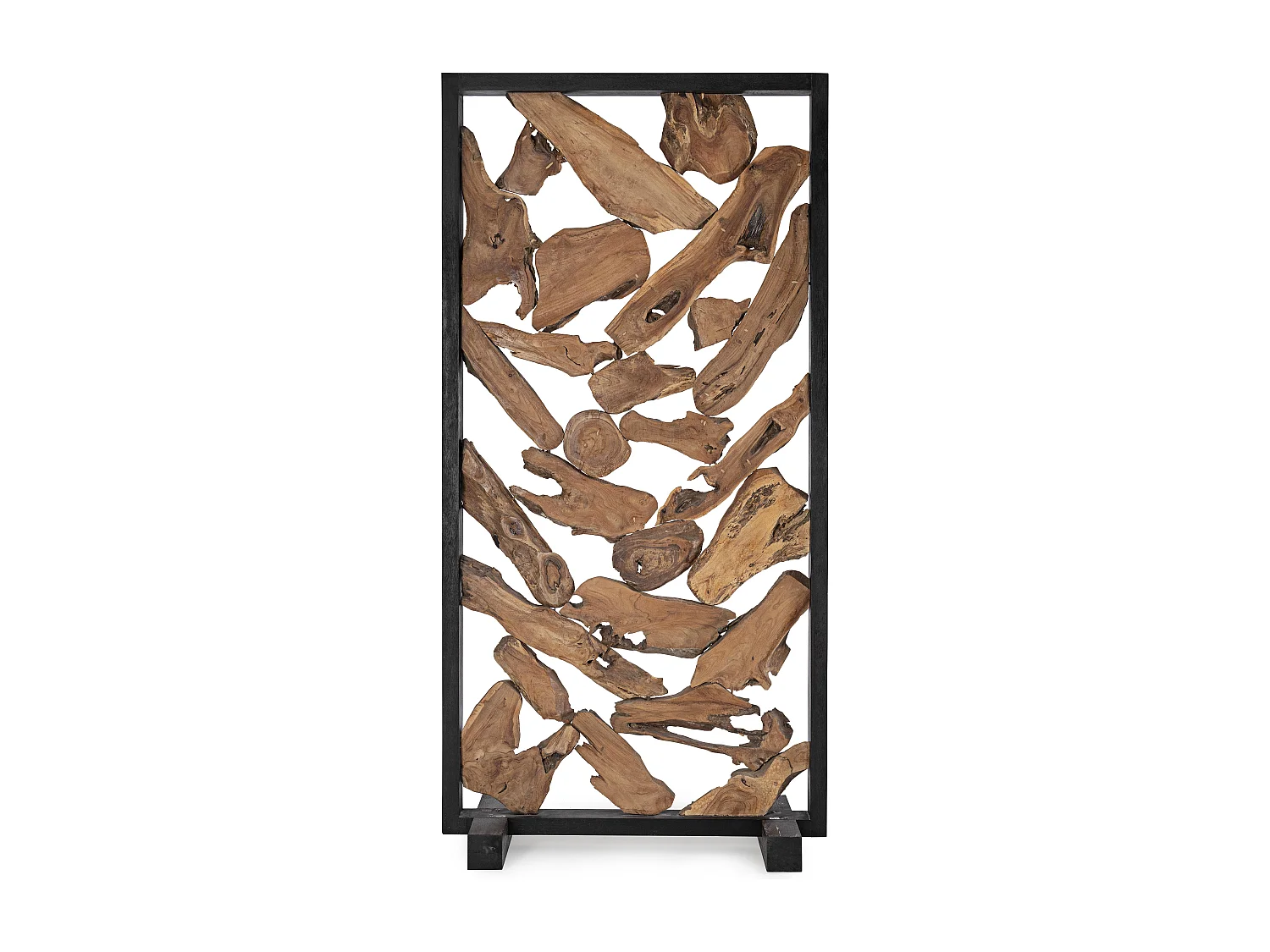 Paravent en racines de teck et acier noir Greka 100cm