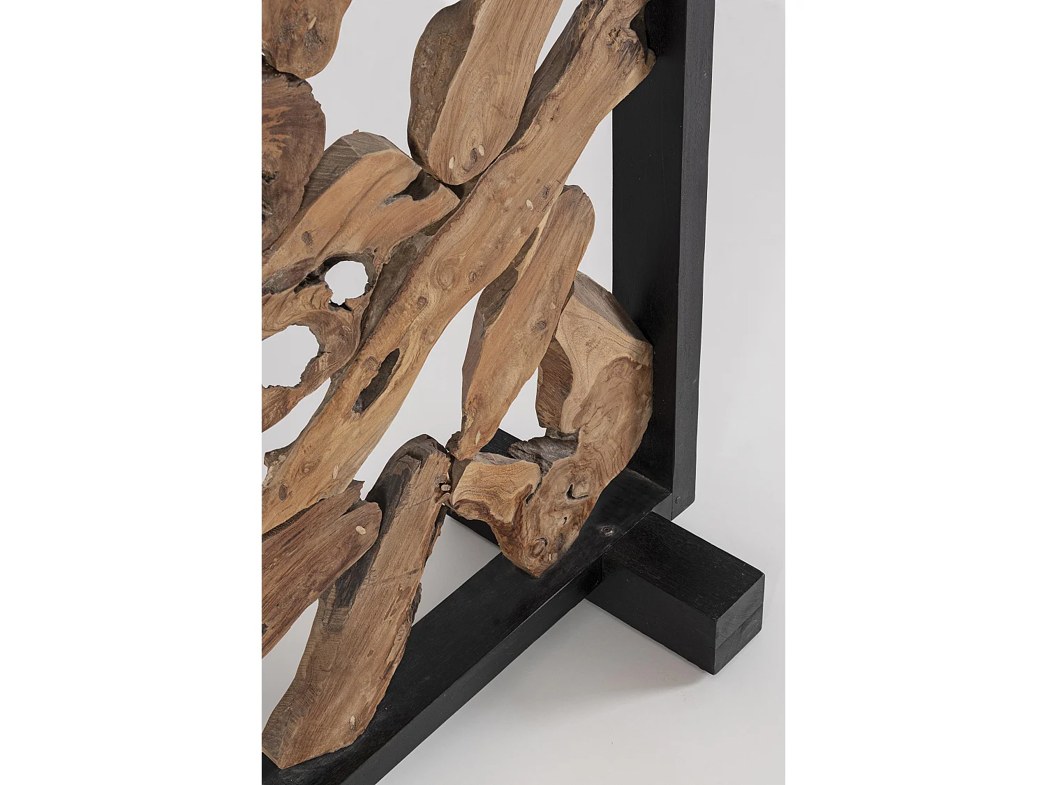 Paravent en racines de teck et acier noir Greka 100cm