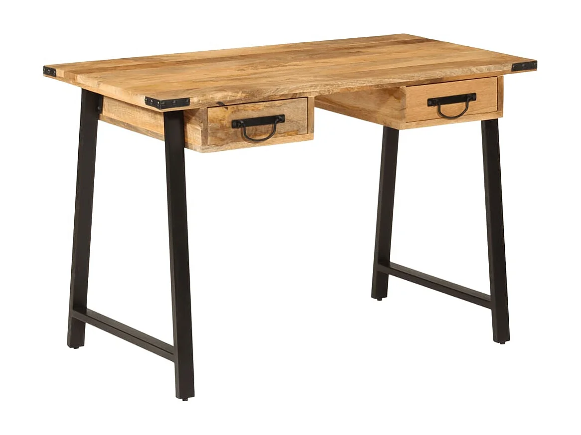 Bureau avec tiroirs 105x55x70 bois de manguier massif et fer