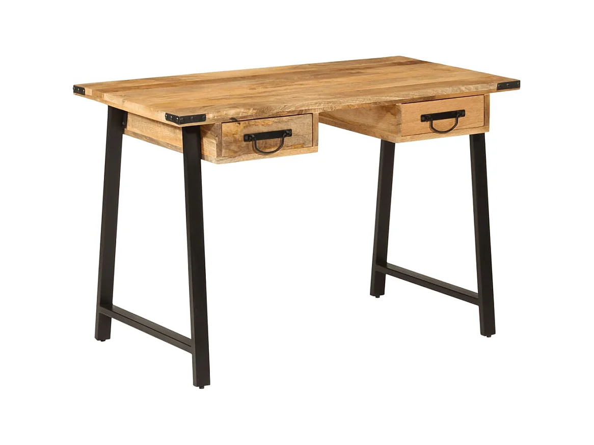 Bureau avec tiroirs 105x55x70 bois de manguier massif et fer