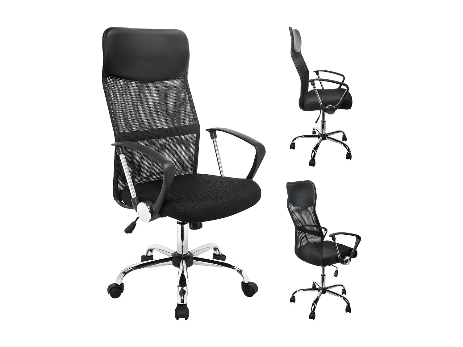 HI Chaise de bureau Noir Acier