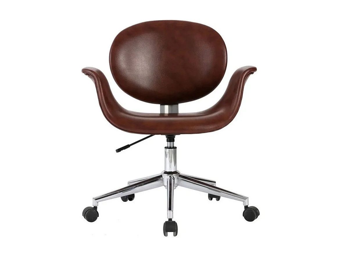 Chaise simili cuir marron et pieds métal chromé Eris - Lot de 2