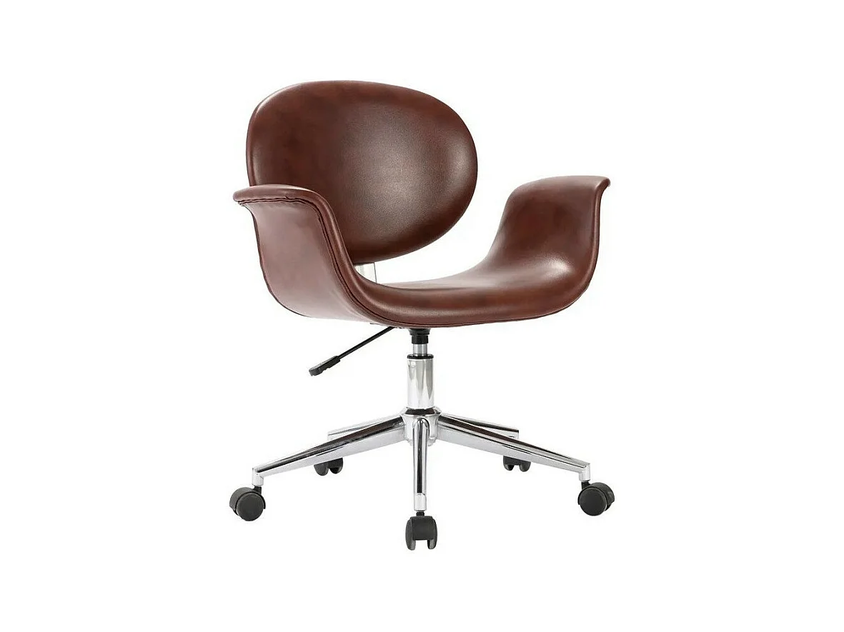 Chaise simili cuir marron et pieds métal chromé Eris - Lot de 2
