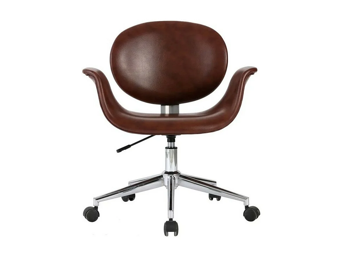 Chaise simili cuir marron et pieds métal chromé Eris - Lot de 4