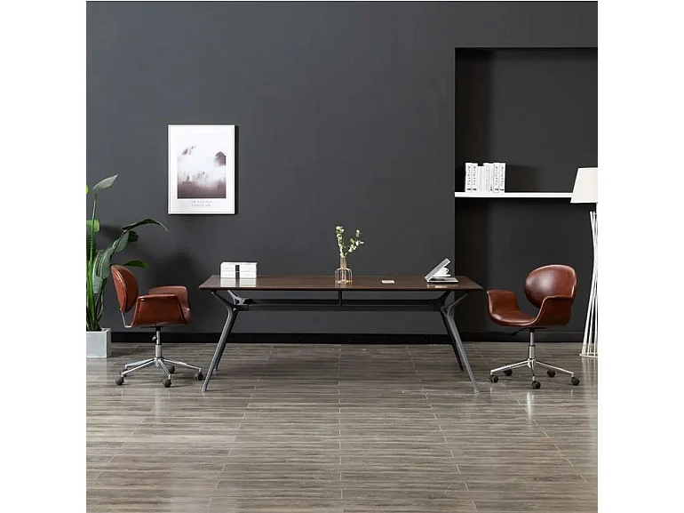 Chaise simili cuir marron et pieds métal chromé Eris - Lot de 4