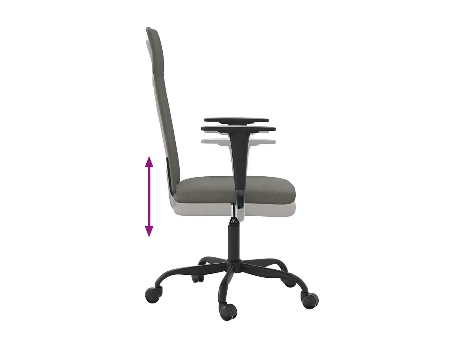 Chaise de bureau réglable en hauteur gris foncé tissu