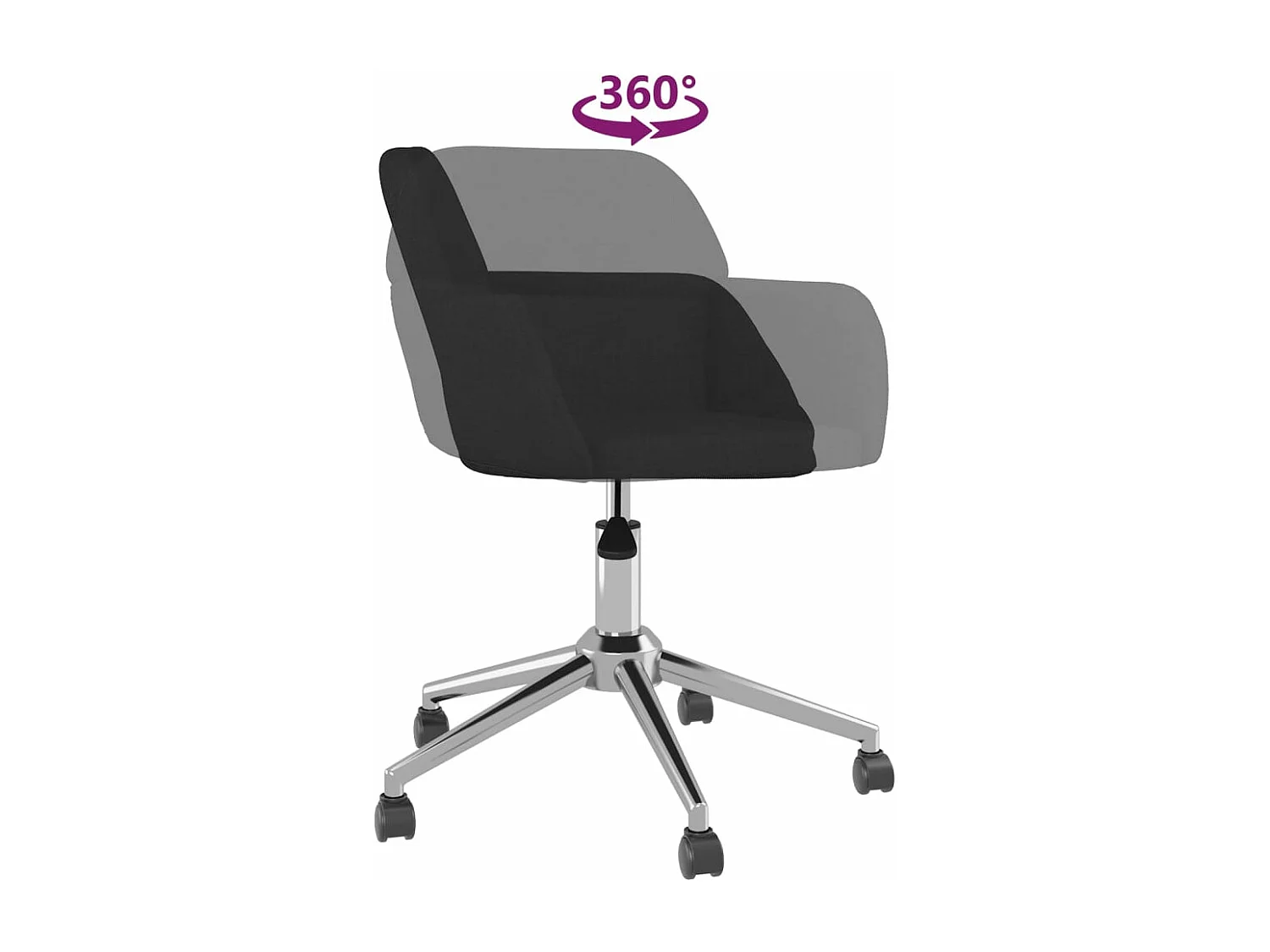 Chaise pivotante de bureau Noir Tissu 5