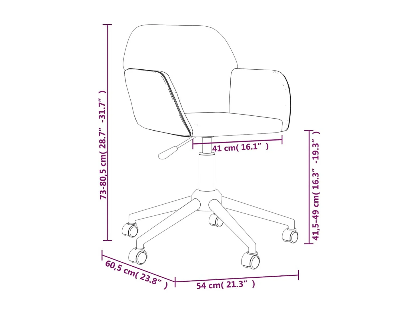 Chaise pivotante de bureau Noir Tissu 5