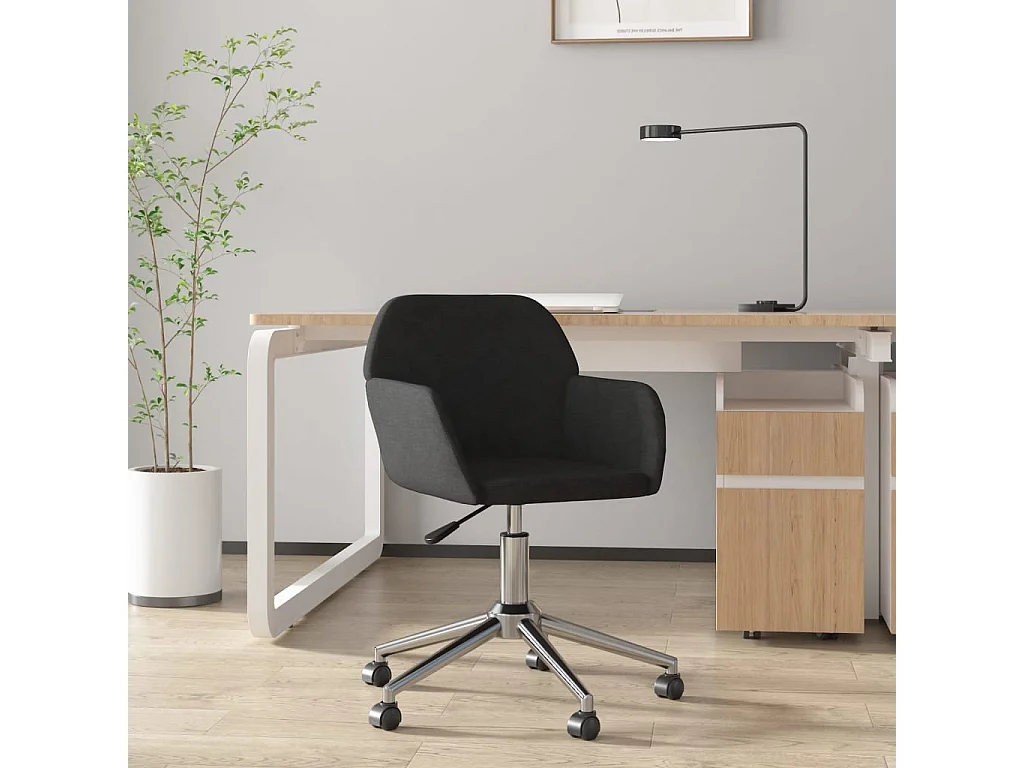 Chaise pivotante de bureau Noir Tissu 5