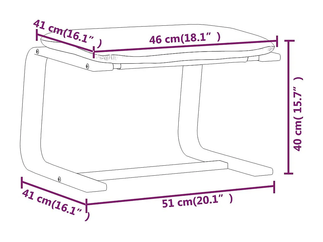 Repose-pied Noir 51x41x40 Tissu
