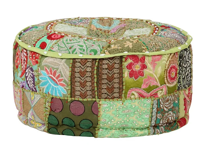 Pouf rond en coton fait à la main 40x20 Vert