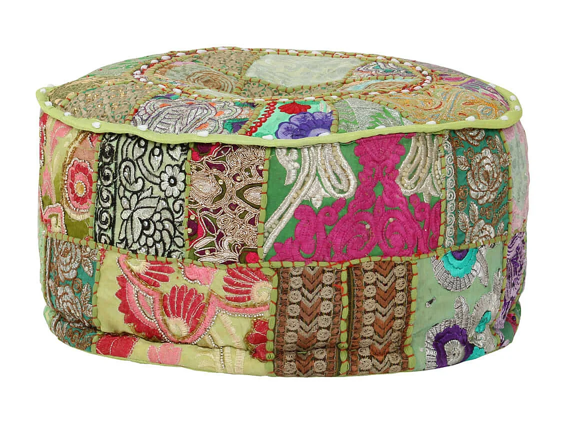 Pouf rond en coton fait à la main 40x20 Vert