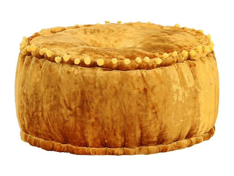 Pouf Rond Velours 40x20 Moutarde
