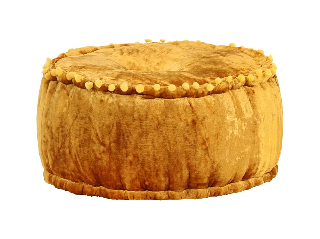 Pouf Rond Velours 40x20 Moutarde