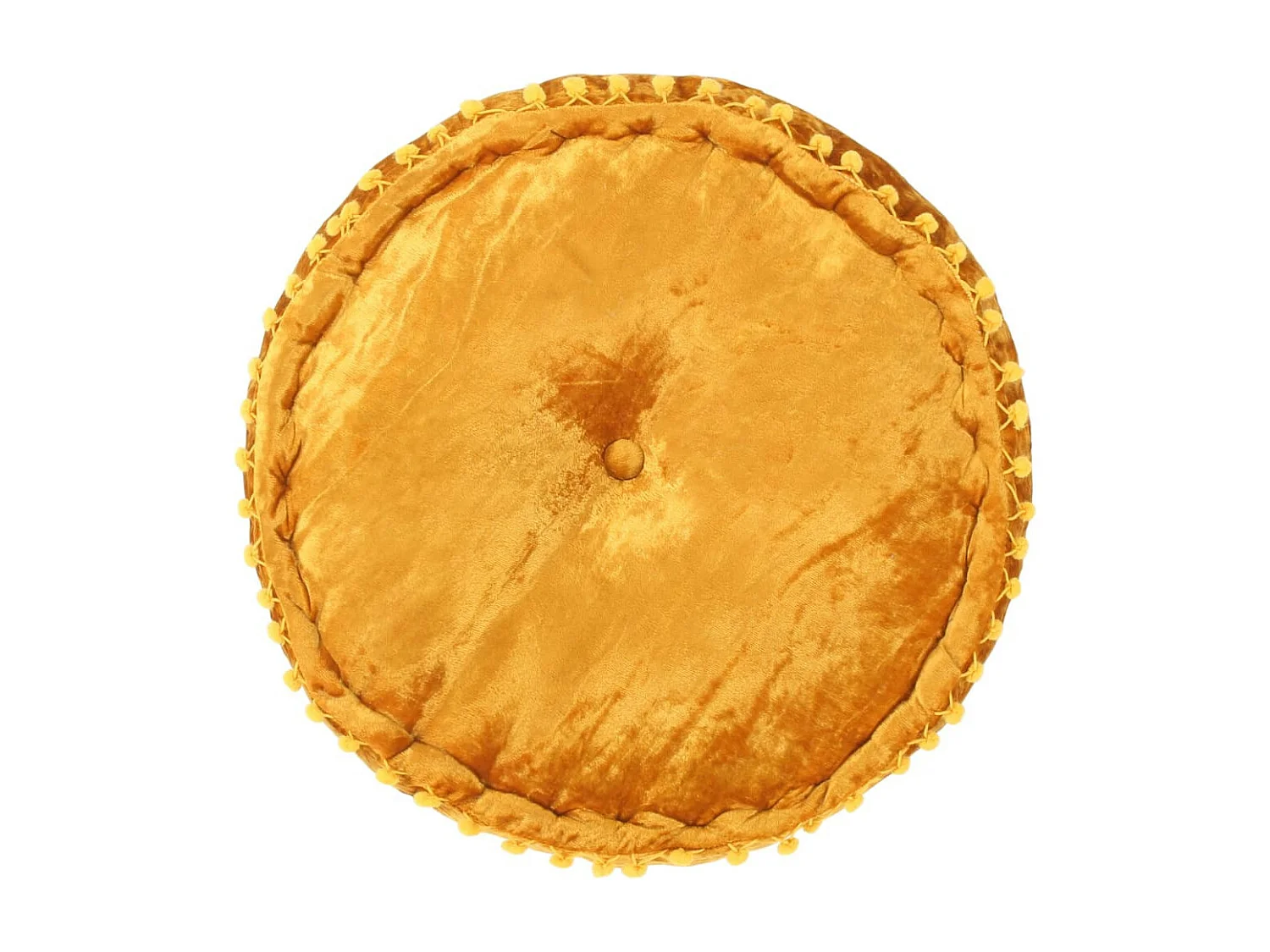 Pouf Rond Velours 40x20 Moutarde